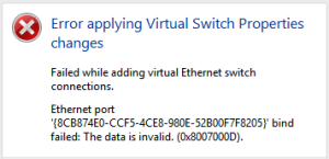 HyperV virtual network bind failed
